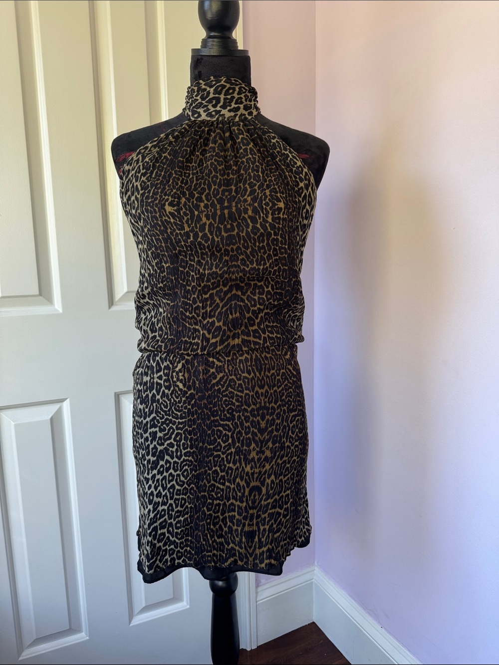 Ramy Brook Leopard Print Halter Mini Dress